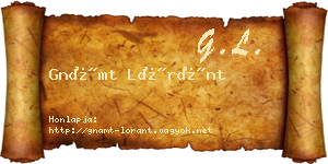 Gnámt Lóránt névjegykártya